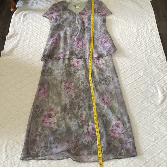 VINTAGE Miss Dorby Maxi Tea Dress Women 18 Purple Floral Print Modest Elegant - Picture 8 of 10
